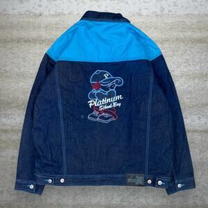 Vintage Book X Platinum Jean Jacket Dark Wash Denim Button Up Skater Y2K